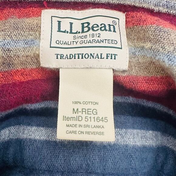 LL Bean Flannel Shirt Serape Chamois Southwest Stripe Mens Medium Western Boho - Picture 5 of 7